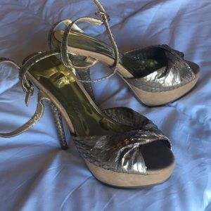 Real python snake skin platform shoes.
